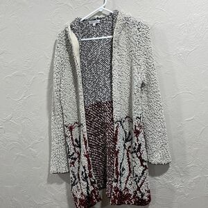 Solitaire boho chunky mid length hooded cardigan size large